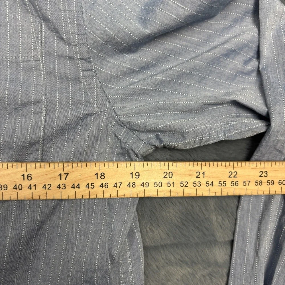 Banana Republic Button Down Shirt Mens M Blue Pinstripe Slim Fit Untucked Cotton